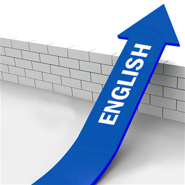 Blue arrow labeled English going over a wall