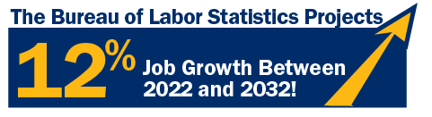 The Bureau of Labor Statistics Projects 12% job growth between 2022 and 2032!