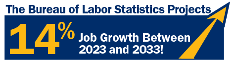 The Bureau of Labor Statistics Projects 14% job growth between 2023 and 2033!