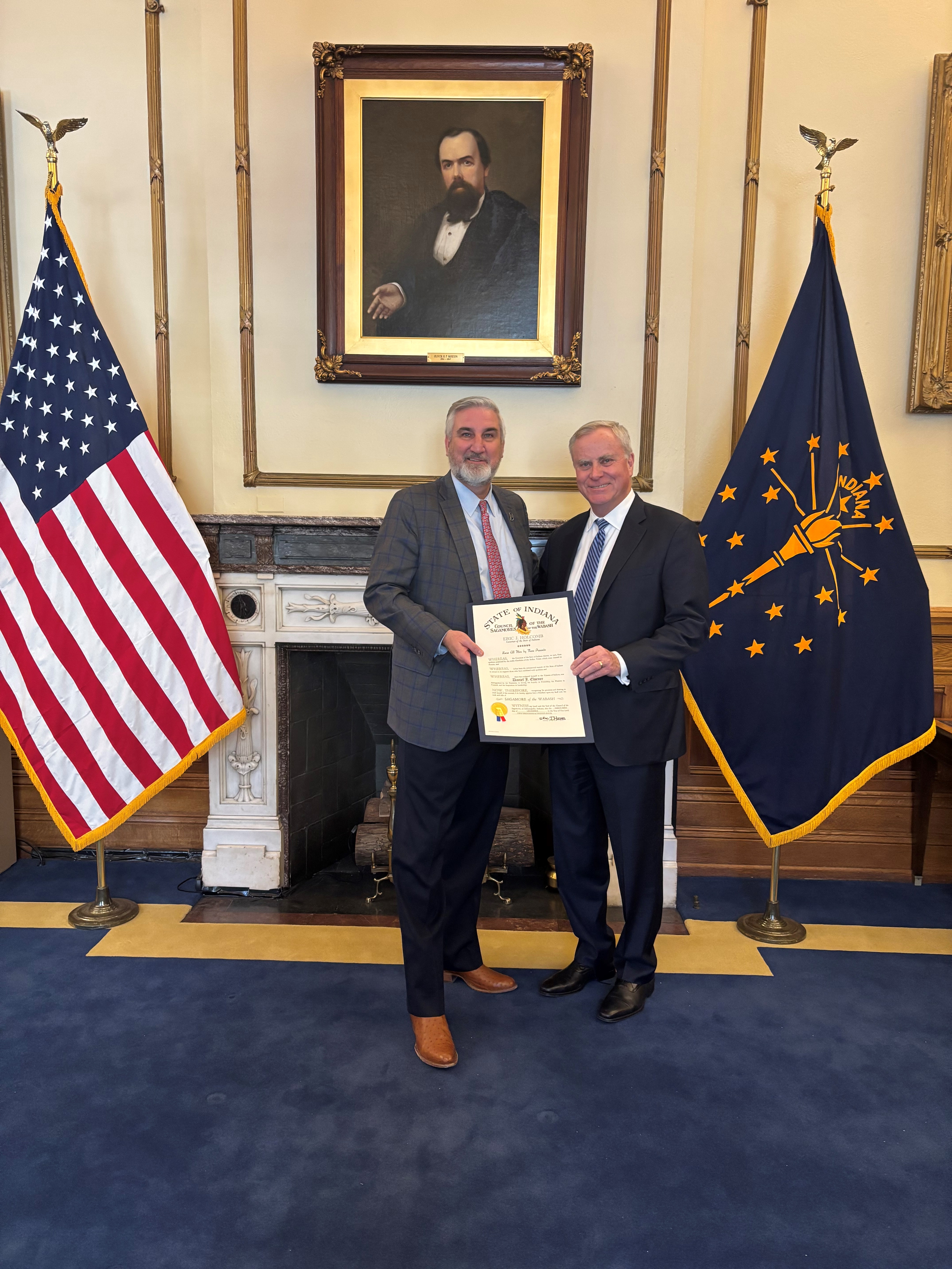 President Elsner with Governor Holcomb